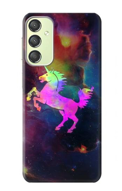 W2486 Rainbow Unicorn Nebula Space Funda Carcasa Case y Caso Del Tirón Funda para Samsung Galaxy A24 4G