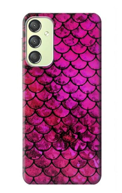 W3051 Pink Mermaid Fish Scale Funda Carcasa Case y Caso Del Tirón Funda para Samsung Galaxy A24 4G