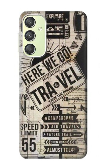 W3441 Vintage Travel Funda Carcasa Case y Caso Del Tirón Funda para Samsung Galaxy A24 4G