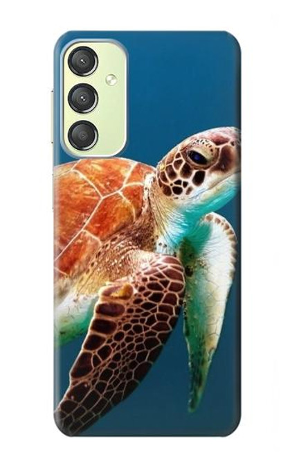 W3497 Green Sea Turtle Funda Carcasa Case y Caso Del Tirón Funda para Samsung Galaxy A24 4G