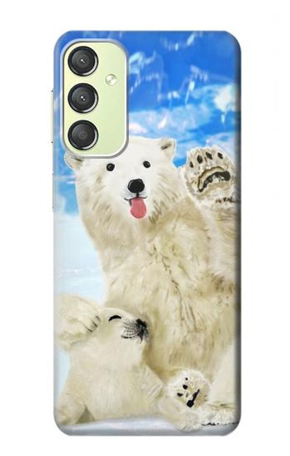 W3794 Arctic Polar Bear and Seal Paint Funda Carcasa Case y Caso Del Tirón Funda para Samsung Galaxy A24 4G