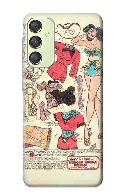 W3820 Vintage Cowgirl Fashion Paper Doll Funda Carcasa Case y Caso Del Tirón Funda para Samsung Galaxy A24 4G