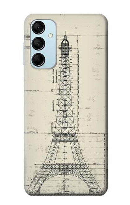 W3474 Eiffel Architectural Drawing Funda Carcasa Case y Caso Del Tirón Funda para Samsung Galaxy M14