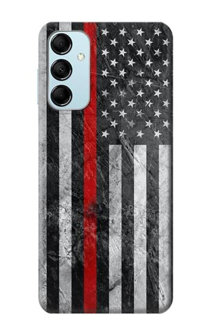 W3687 Firefighter Thin Red Line American Flag Funda Carcasa Case y Caso Del Tirón Funda para Samsung Galaxy M14