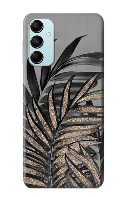 W3692 Gray Black Palm Leaves Funda Carcasa Case y Caso Del Tirón Funda para Samsung Galaxy M14
