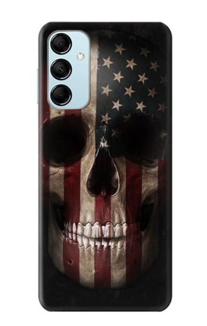 W3850 American Flag Skull Funda Carcasa Case y Caso Del Tirón Funda para Samsung Galaxy M14