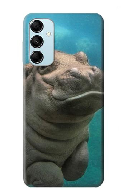 W3871 Cute Baby Hippo Hippopotamus Funda Carcasa Case y Caso Del Tirón Funda para Samsung Galaxy M14