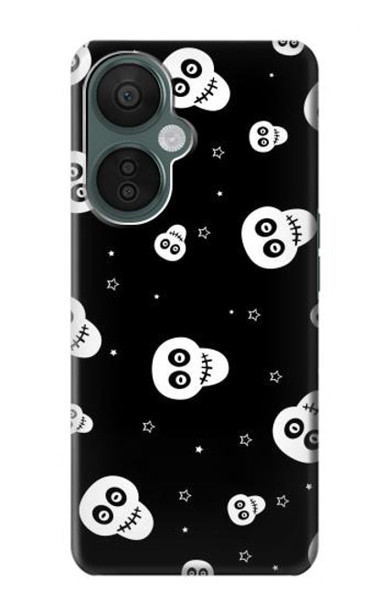 W3261 Smile Skull Halloween Pattern Funda Carcasa Case y Caso Del Tirón Funda para OnePlus Nord CE 3 Lite, Nord N30 5G