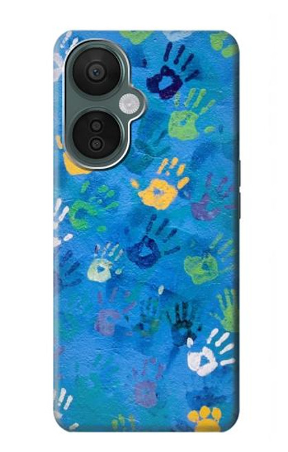 W3403 Hand Print Funda Carcasa Case y Caso Del Tirón Funda para OnePlus Nord CE 3 Lite, Nord N30 5G