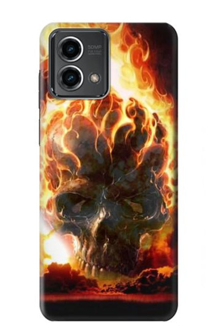 W0863 Hell Fire Skull Funda Carcasa Case y Caso Del Tirón Funda para Motorola Moto G Stylus 5G (2023)