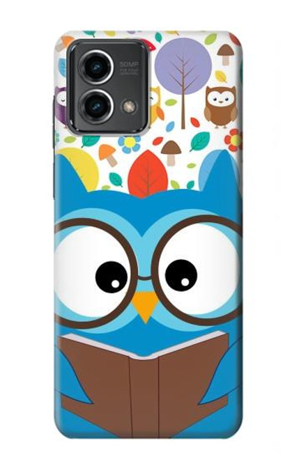 W2521 Cute Nerd Owl Cartoon Funda Carcasa Case y Caso Del Tirón Funda para Motorola Moto G Stylus 5G (2023)