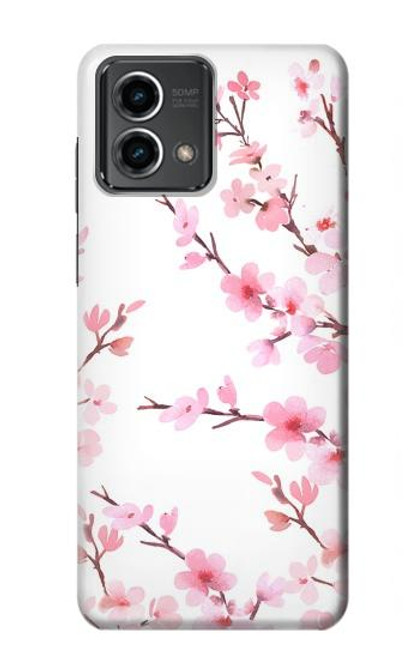 W3707 Pink Cherry Blossom Spring Flower Funda Carcasa Case y Caso Del Tirón Funda para Motorola Moto G Stylus 5G (2023)