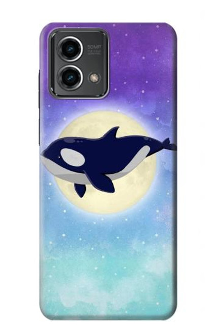 W3807 Killer Whale Orca Moon Pastel Fantasy Funda Carcasa Case y Caso Del Tirón Funda para Motorola Moto G Stylus 5G (2023)