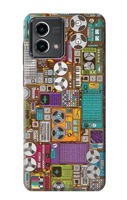 W3879 Retro Music Doodle Funda Carcasa Case y Caso Del Tirón Funda para Motorola Moto G Stylus 5G (2023)