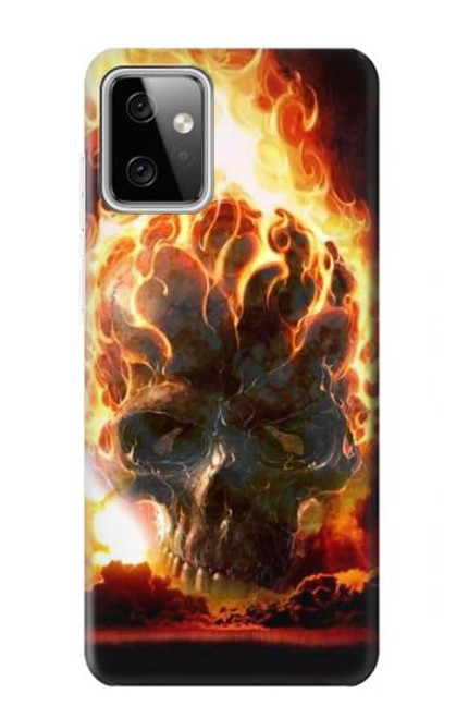 W0863 Hell Fire Skull Funda Carcasa Case y Caso Del Tirón Funda para Motorola Moto G Power (2023) 5G