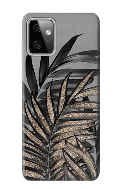 W3692 Gray Black Palm Leaves Funda Carcasa Case y Caso Del Tirón Funda para Motorola Moto G Power (2023) 5G