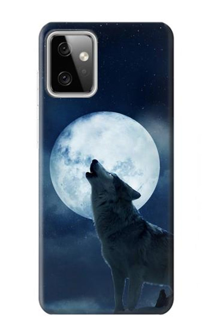 W3693 Grim White Wolf Full Moon Funda Carcasa Case y Caso Del Tirón Funda para Motorola Moto G Power (2023) 5G