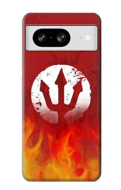 W2803 Fire Red Devil Spear Symbol Funda Carcasa Case y Caso Del Tirón Funda para Google Pixel 8