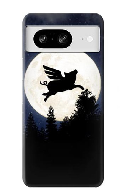 W3289 Flying Pig Full Moon Night Funda Carcasa Case y Caso Del Tirón Funda para Google Pixel 8