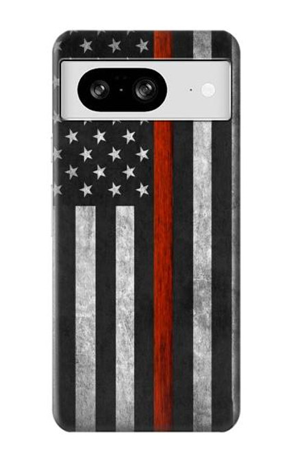 W3472 Firefighter Thin Red Line Flag Funda Carcasa Case y Caso Del Tirón Funda para Google Pixel 8