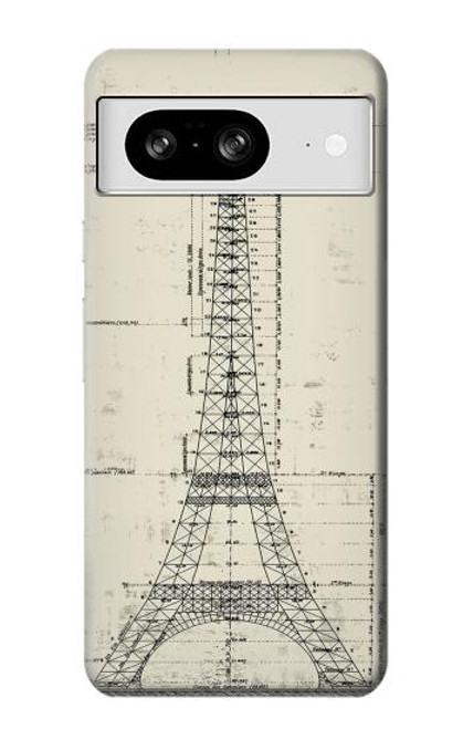 W3474 Eiffel Architectural Drawing Funda Carcasa Case y Caso Del Tirón Funda para Google Pixel 8