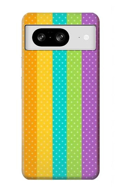 W3678 Colorful Rainbow Vertical Funda Carcasa Case y Caso Del Tirón Funda para Google Pixel 8