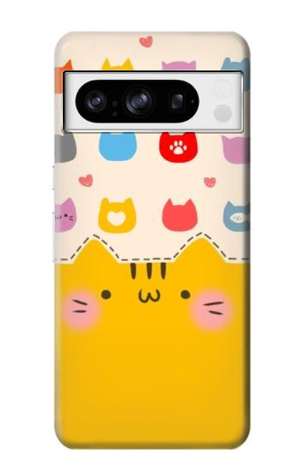 W2442 Cute Cat Cartoon Funny Funda Carcasa Case y Caso Del Tirón Funda para Google Pixel 8 pro