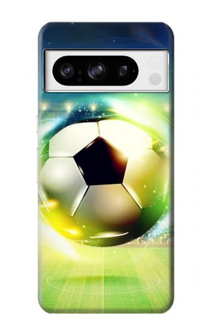 W3844 Glowing Football Soccer Ball Funda Carcasa Case y Caso Del Tirón Funda para Google Pixel 8 pro