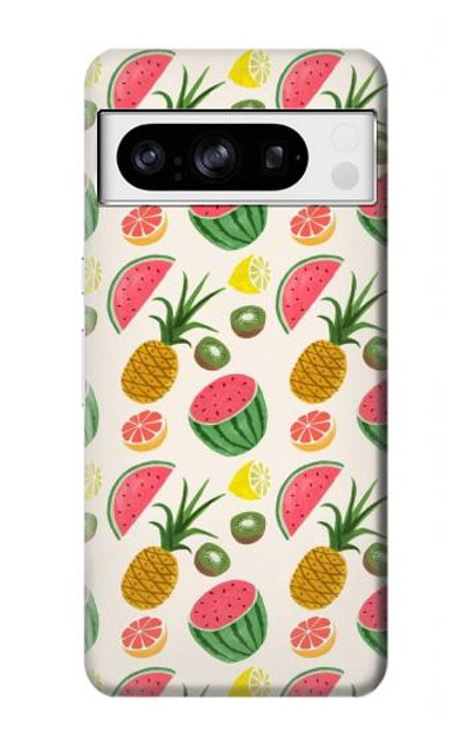 W3883 Fruit Pattern Funda Carcasa Case y Caso Del Tirón Funda para Google Pixel 8 pro