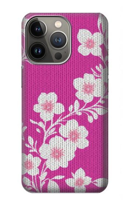 W3924 Cherry Blossom Pink Background Funda Carcasa Case y Caso Del Tirón Funda para iPhone 14 Pro Max