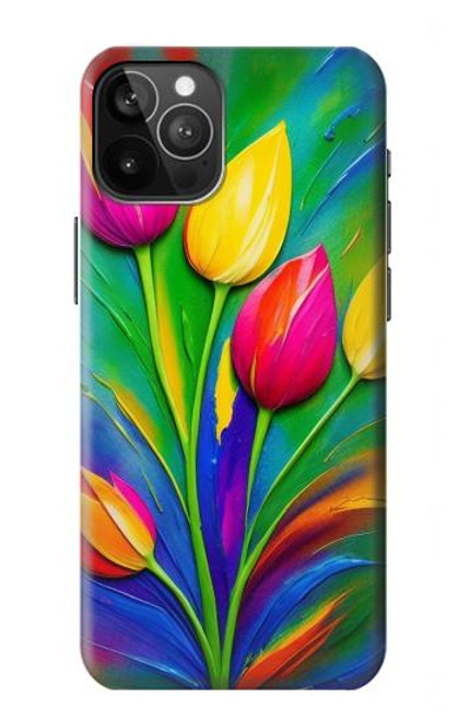 W3926 Colorful Tulip Oil Painting Funda Carcasa Case y Caso Del Tirón Funda para iPhone 12 Pro Max