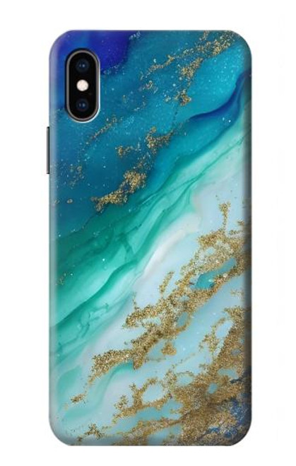 W3920 Abstract Ocean Blue Color Mixed Emerald Funda Carcasa Case y Caso Del Tirón Funda para iPhone X, iPhone XS