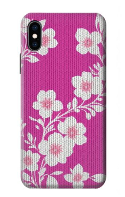 W3924 Cherry Blossom Pink Background Funda Carcasa Case y Caso Del Tirón Funda para iPhone X, iPhone XS