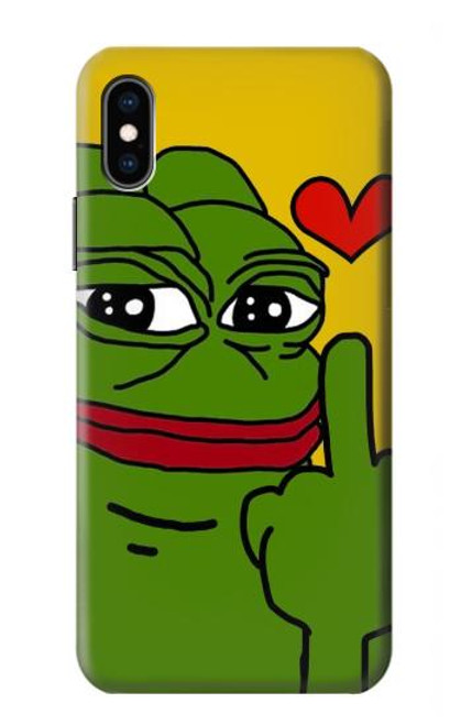 W3945 Pepe Love Middle Finger Funda Carcasa Case y Caso Del Tirón Funda para iPhone X, iPhone XS