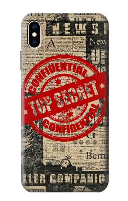 W3937 Text Top Secret Art Vintage Funda Carcasa Case y Caso Del Tirón Funda para iPhone XS Max