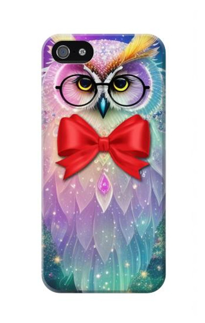 W3934 Fantasy Nerd Owl Funda Carcasa Case y Caso Del Tirón Funda para iPhone 5 5S SE