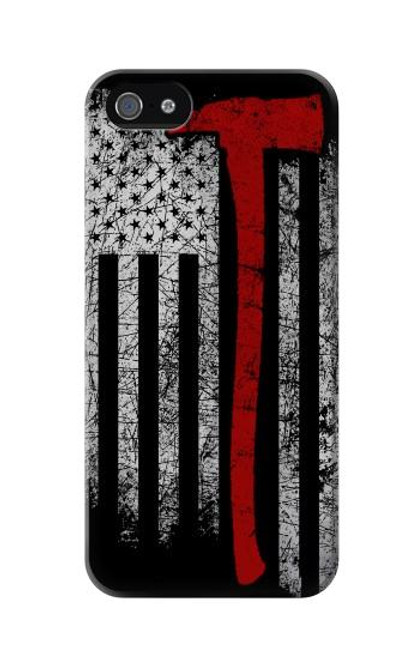 W3958 Firefighter Axe Flag Funda Carcasa Case y Caso Del Tirón Funda para iPhone 5 5S SE