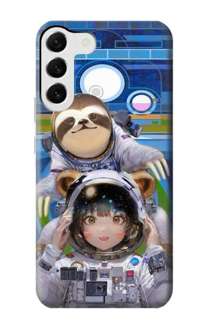W3915 Raccoon Girl Baby Sloth Astronaut Suit Funda Carcasa Case y Caso Del Tirón Funda para Samsung Galaxy S23 Plus