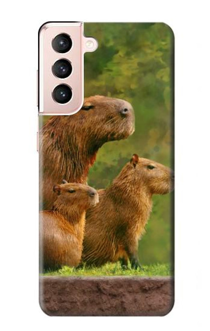 W3917 Capybara Family Giant Guinea Pig Funda Carcasa Case y Caso Del Tirón Funda para Samsung Galaxy S21 5G