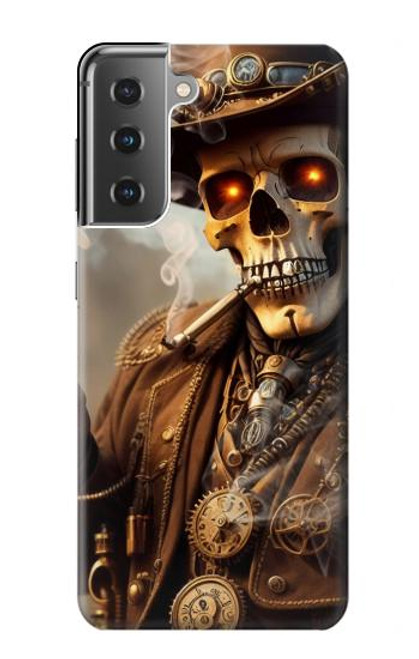 W3949 Steampunk Skull Smoking Funda Carcasa Case y Caso Del Tirón Funda para Samsung Galaxy S21 Plus 5G, Galaxy S21+ 5G