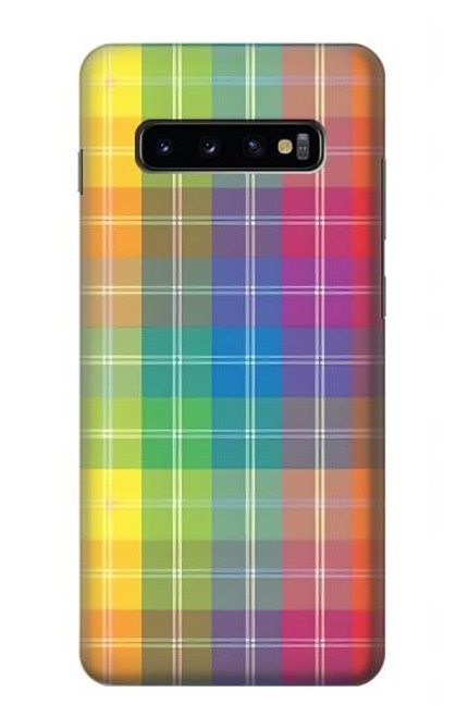 W3942 LGBTQ Rainbow Plaid Tartan Funda Carcasa Case y Caso Del Tirón Funda para Samsung Galaxy S10 Plus