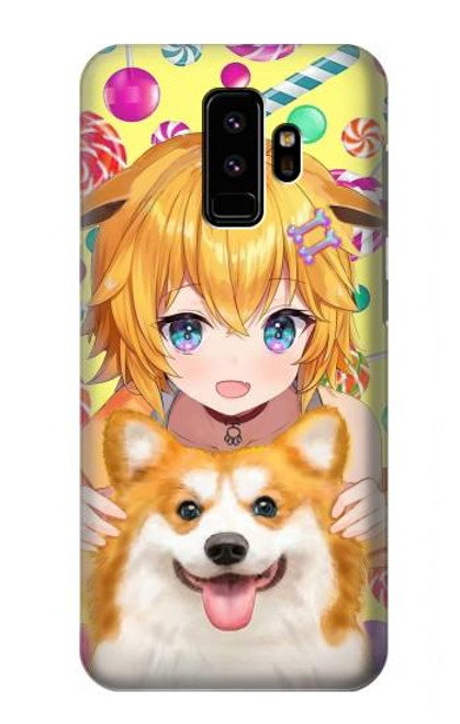 W3918 Baby Corgi Dog Corgi Girl Candy Funda Carcasa Case y Caso Del Tirón Funda para Samsung Galaxy S9