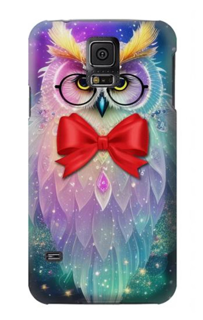 W3934 Fantasy Nerd Owl Funda Carcasa Case y Caso Del Tirón Funda para Samsung Galaxy S5