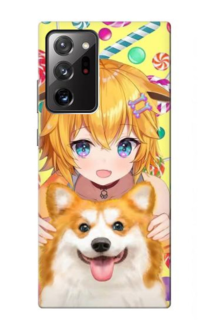 W3918 Baby Corgi Dog Corgi Girl Candy Funda Carcasa Case y Caso Del Tirón Funda para Samsung Galaxy Note 20 Ultra, Ultra 5G