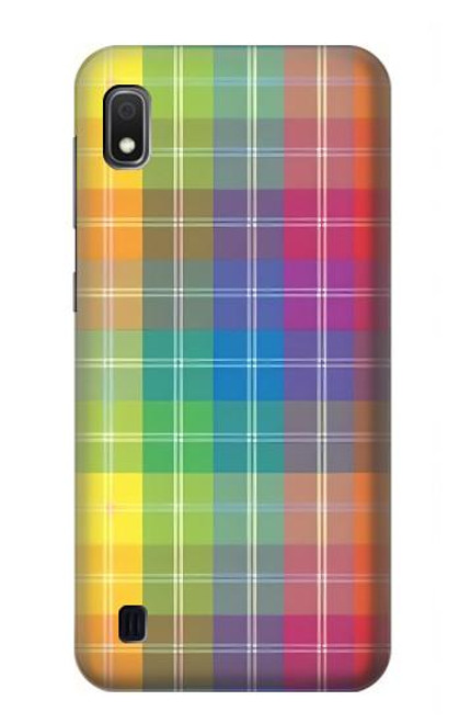 W3942 LGBTQ Rainbow Plaid Tartan Funda Carcasa Case y Caso Del Tirón Funda para Samsung Galaxy A10