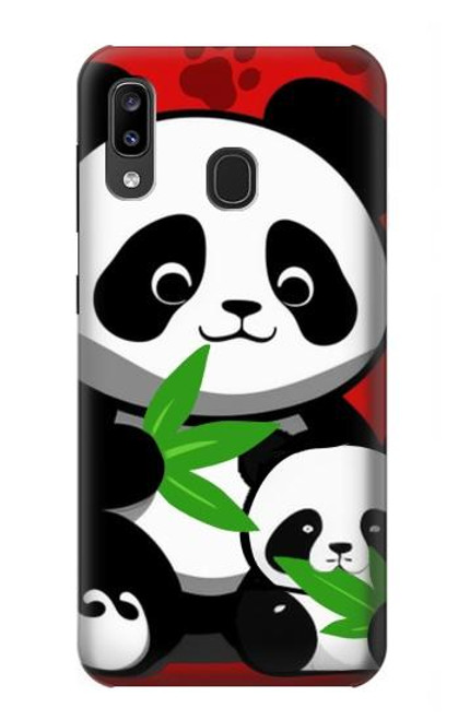 W3929 Cute Panda Eating Bamboo Funda Carcasa Case y Caso Del Tirón Funda para Samsung Galaxy A20, Galaxy A30