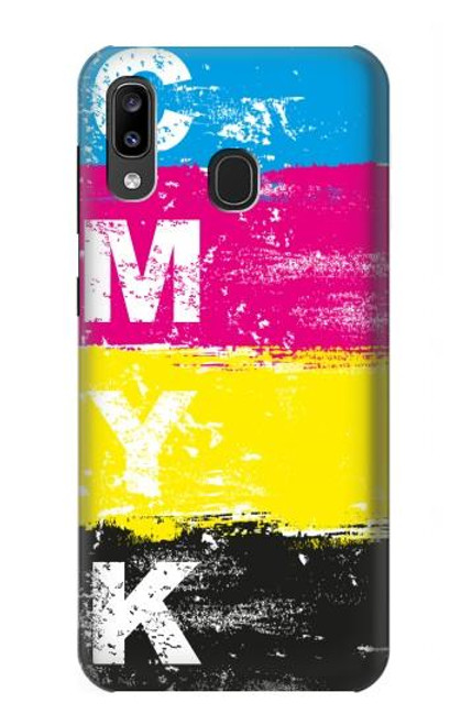 W3930 Cyan Magenta Yellow Key Funda Carcasa Case y Caso Del Tirón Funda para Samsung Galaxy A20, Galaxy A30