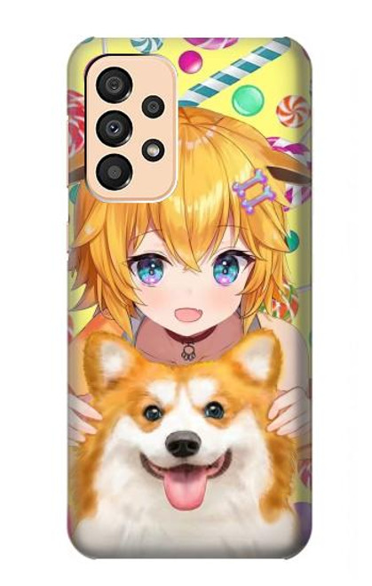 W3918 Baby Corgi Dog Corgi Girl Candy Funda Carcasa Case y Caso Del Tirón Funda para Samsung Galaxy A33 5G