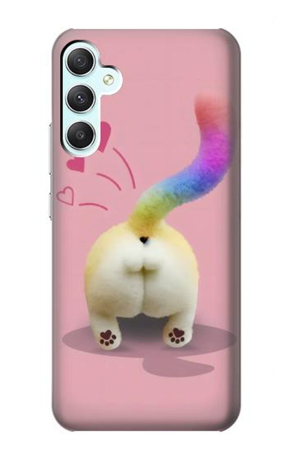 W3923 Cat Bottom Rainbow Tail Funda Carcasa Case y Caso Del Tirón Funda para Samsung Galaxy A34 5G