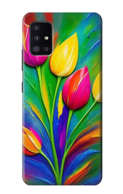 W3926 Colorful Tulip Oil Painting Funda Carcasa Case y Caso Del Tirón Funda para Samsung Galaxy A41